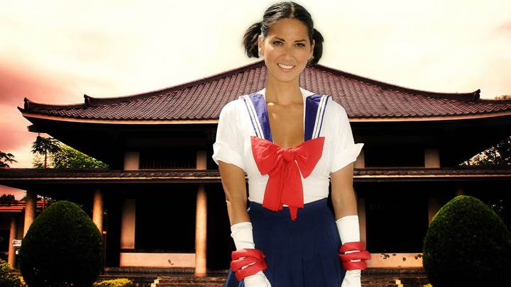Olivia Munn In Skirt Top Out Side The Home